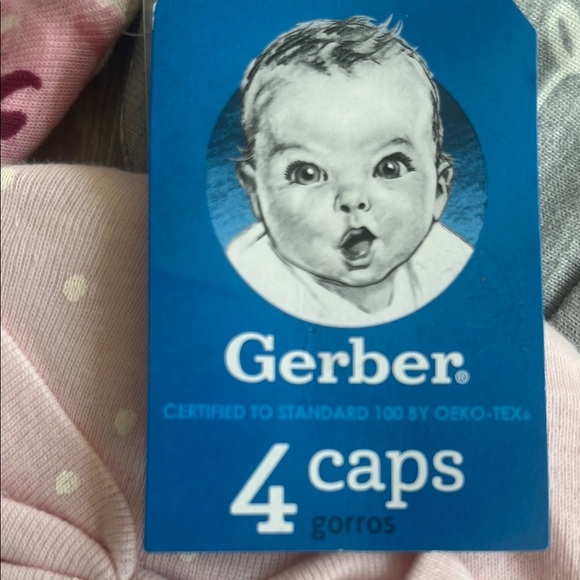 Gerber Baby Girls' Pink and Gray Caps Set - Picture 3 of 4